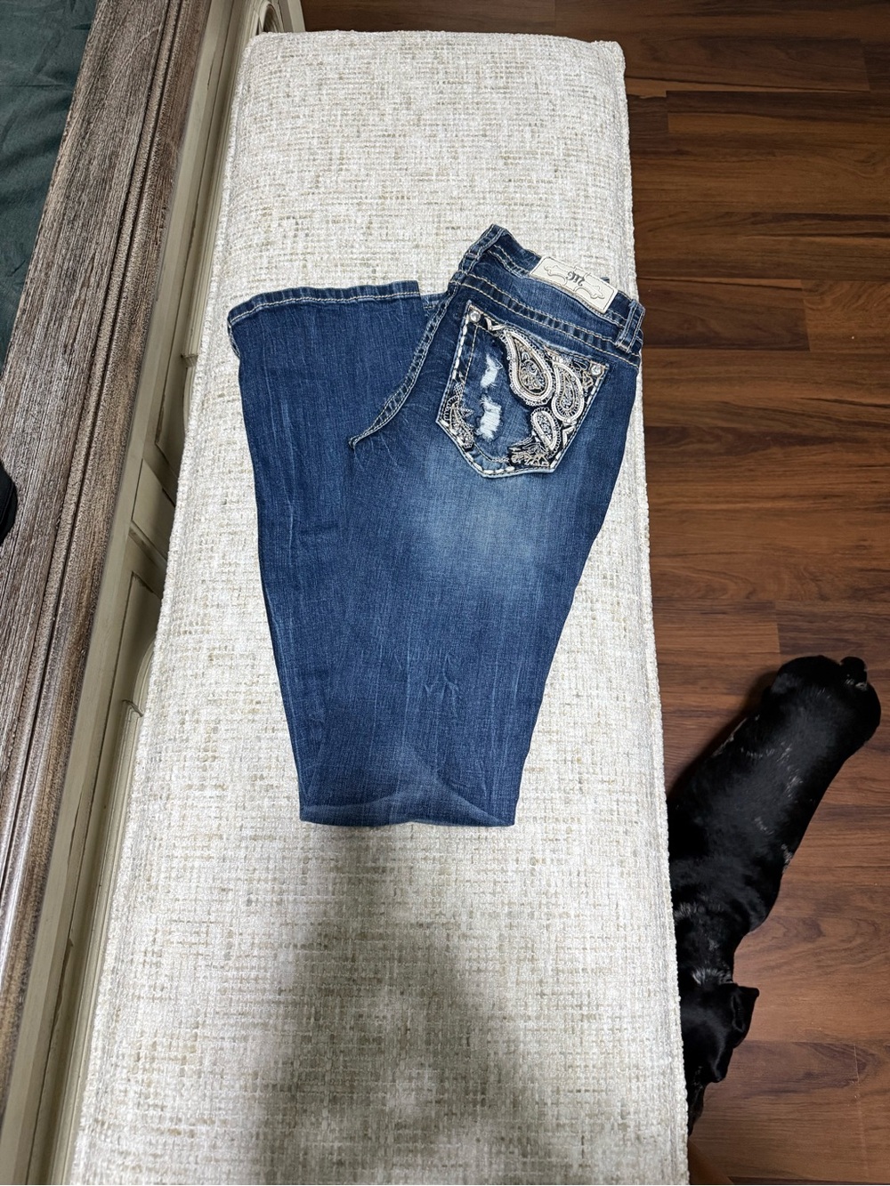 Miss Me Dark Blue Boot Cut Jeans with Embellished Pocket